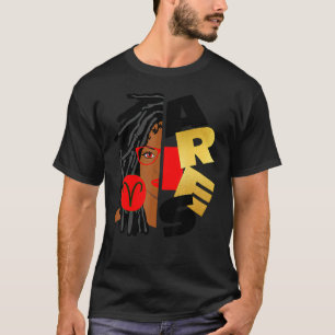 T-shirt Aries Girl Afro Locs Girl Zodiac Signs Birthday