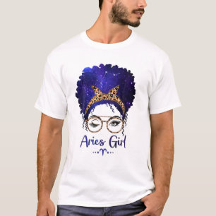 T-shirt Aries Girl Zodiac Astrologie Étoile Signal léopard
