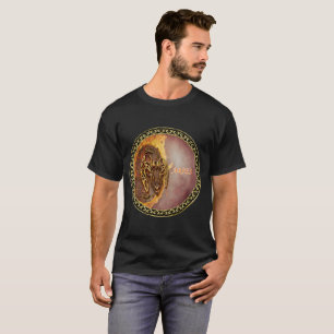 T-shirt Aries Horoscope avec texture feuille or avec noir
