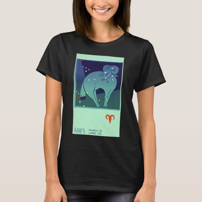 T-shirt Aries Ram Constellation, Astrologie Zodiaque Vinta (Devant)