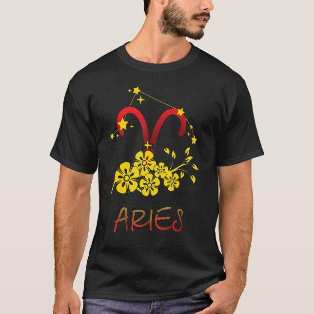 T-shirt Aries Symbol Birthday Zodiac Pendant Charm April (Devant)