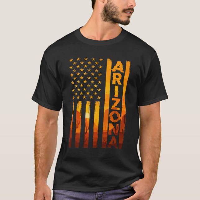 T-shirt Arizona American Flag Pride Paysage Cactus (Devant)