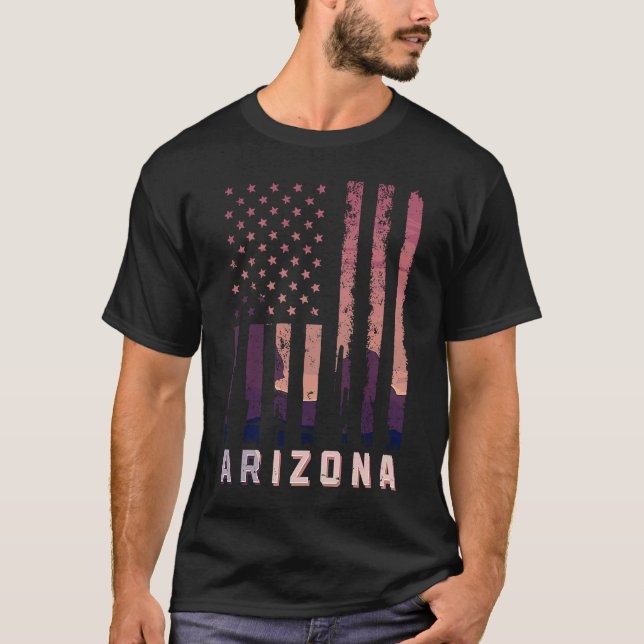 T-shirt Arizona American Flag USA State Patriotique Arizon (Devant)