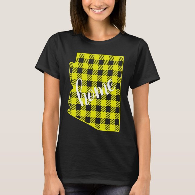 T-shirt Arizona Buffalo Plaid Home State Country Yellow Pl (Devant)