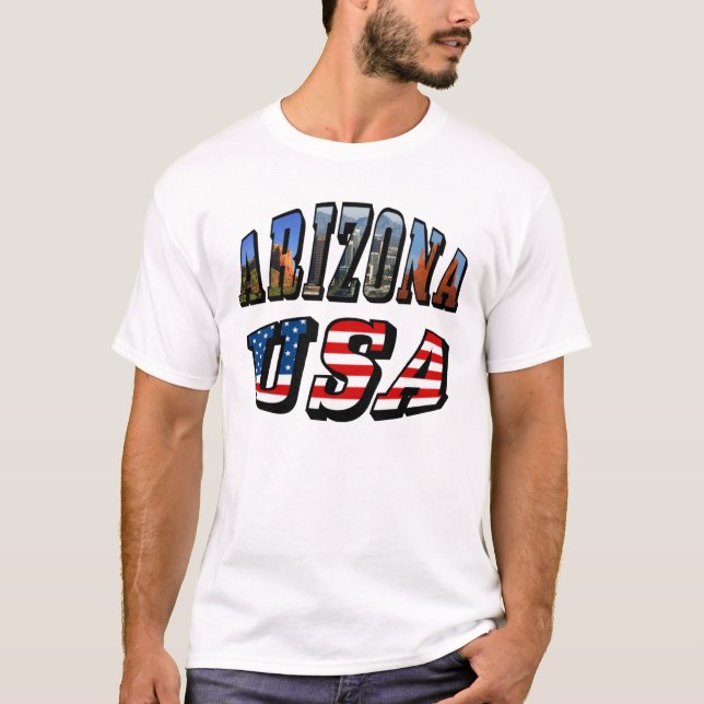 T-shirt Arizona Picture et USA Flag Text (Devant)