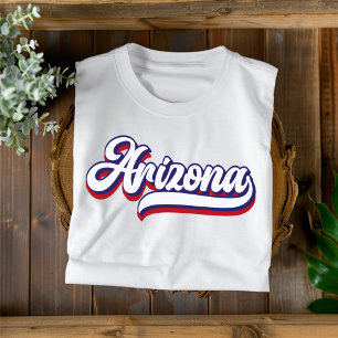 T-Shirt Arizona Rouge Blanc et Bleu à motif Script