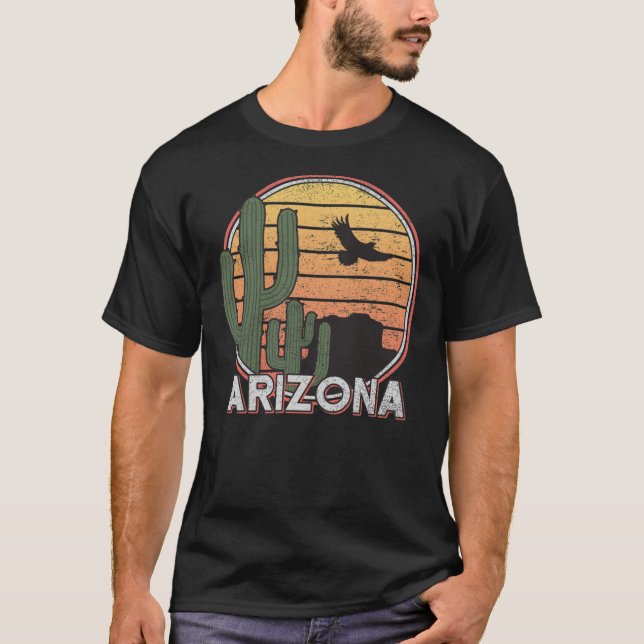 T-shirt Arizona State Cadeau Souvenir Retro Arizona Cactus (Devant)