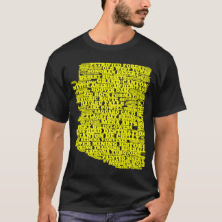 T-shirt Arizona Typography Art Yellow and Navy Blue