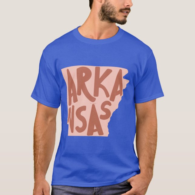 T-shirt Arkansas Doodle Letters Map Outlinered Oversized (Devant)