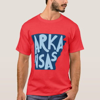 T-shirt Arkansas Doodle Lettres Carte Outlineblue