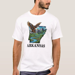T-shirt Arkansas State Tattoo Style Bald Eagle Montagnes