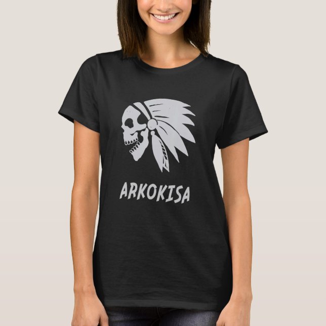 T-shirt Arkokisa Native American Indian Born Freedom Evil  (Devant)