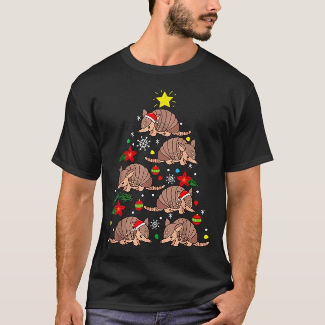T-shirt Armadillo Christmas Ornament Tree Funny Zookeeper  (Devant)