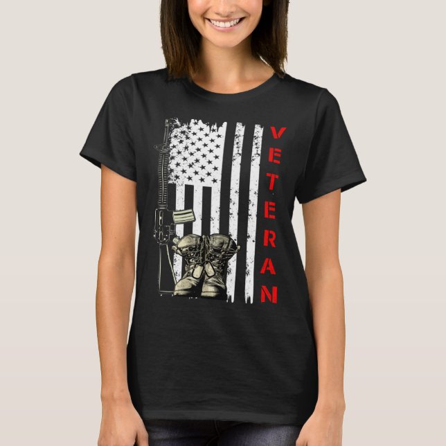T-shirt Arme à drapeau et bottes de combat des États-Unis  (Devant)