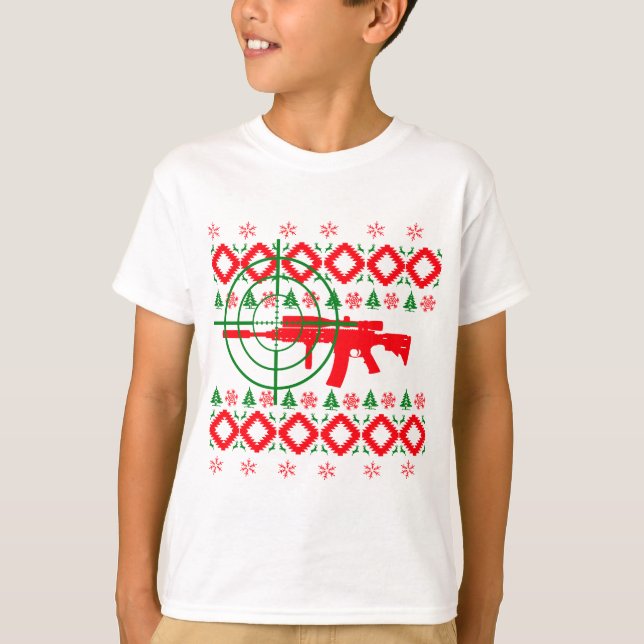 T-shirt Arme à feu laide de Noël (Devant)