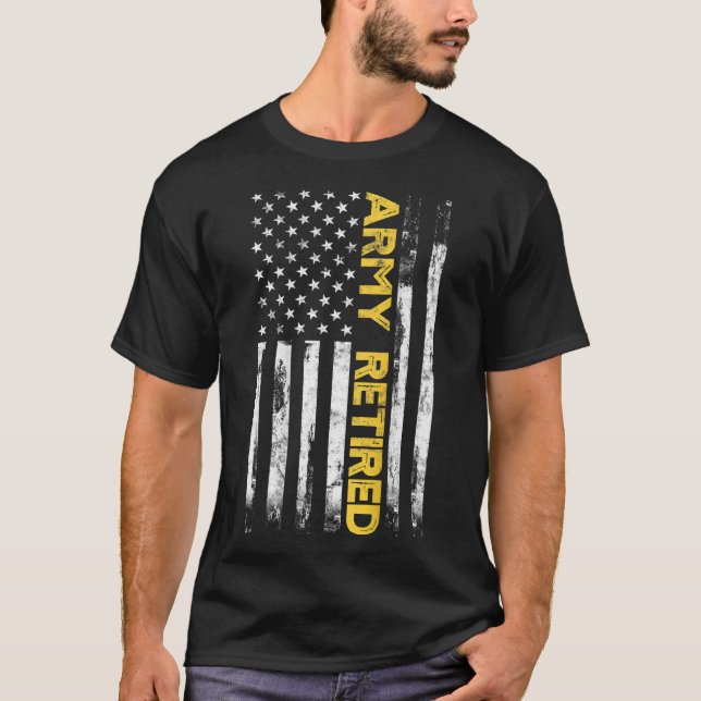 T-shirt Armée Retraite Militaire U.S. Army Mince Gold Line (Devant)