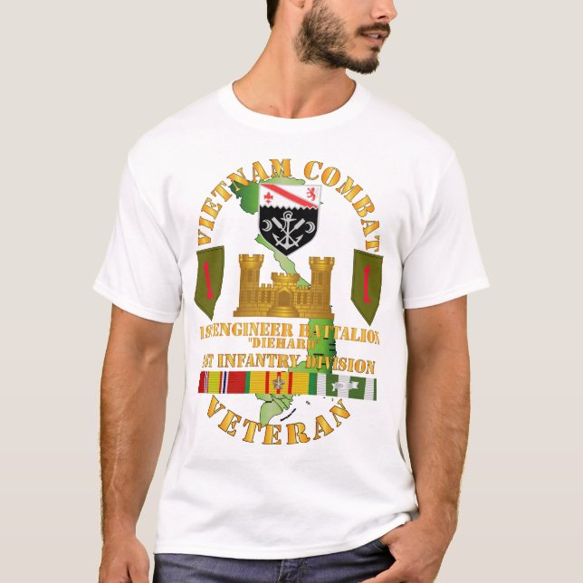 T-shirt Armée - Vietnam Combat Vet - 1er ingénieur (Devant)