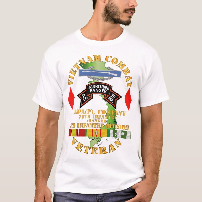 T-shirt Armée - Vietnam Combat Vet - P Co 75e infanterie (Devant)