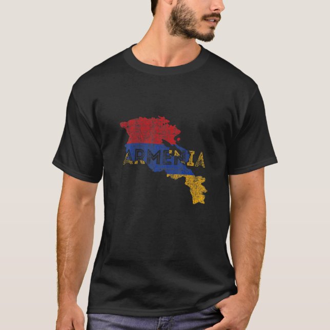 T-shirt Armenian Map and Flag Souvenir  Distressed Armenia (Devant)