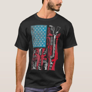 T-shirt Armes à drapeau américain fusils fusils balles US 