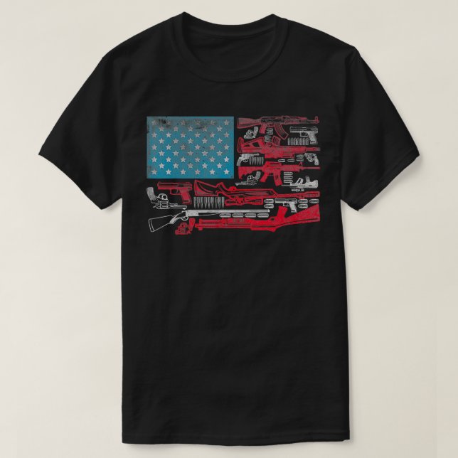 T-shirt Armes à drapeau américain fusils fusils balles US  (Design devant)