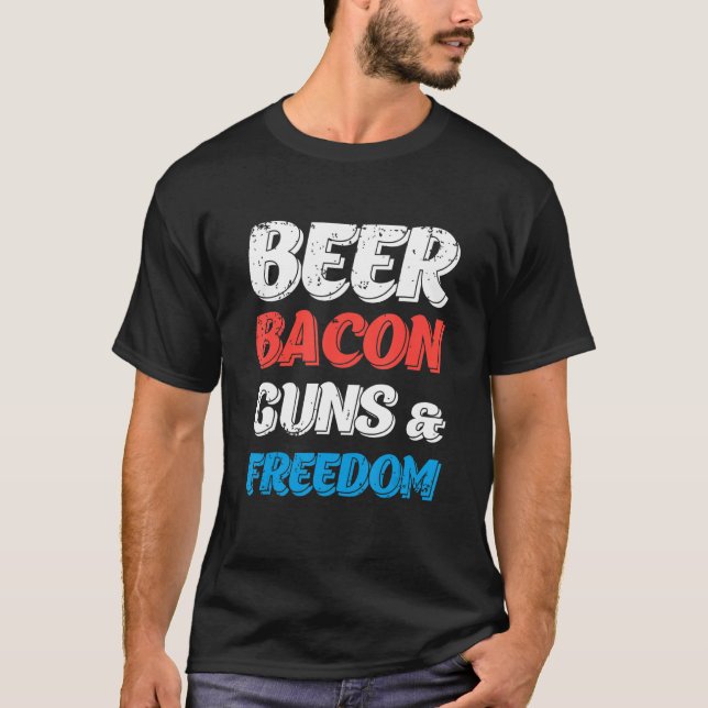 T-shirt Armes à feu Bacon et liberté 2022 4 juillet (Devant)