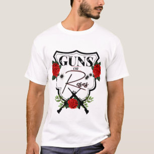 T-shirt Armes à feu ou Roses Baby shower de révélation de