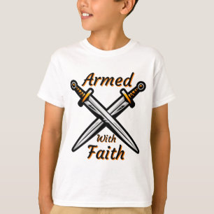 T-shirt Armés de foi Biblique Citation de garçon