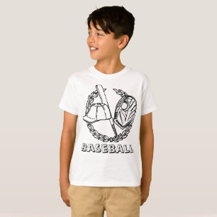 T-shirt Armoiries de baseball avec chauve-souris, gant, ca