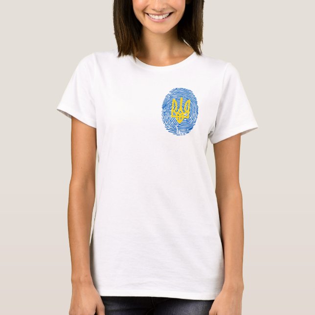 T-shirt Armoiries ukrainiennes sur empreintes digitales ar (Devant)