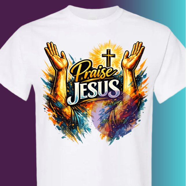 T-shirt Arms lifted, Praise Jesus - Christian (Créateur téléchargé)