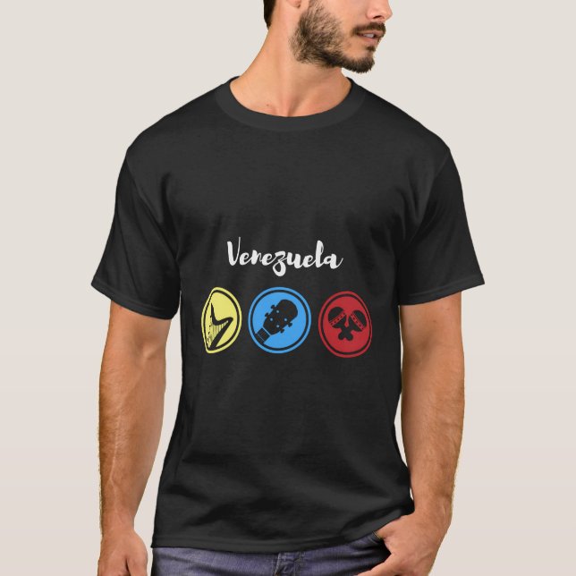 T-shirt Arpa Cuatro Y Maraca Musique vénézuélienne (Devant)