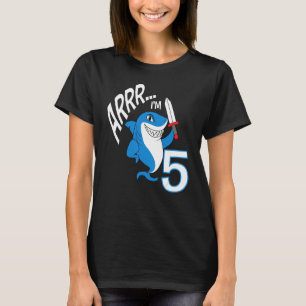 T-shirt Arr I'm 5 Shark Birthday Theme Anniversaire Party 
