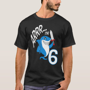 T-shirt Arr I'm 6 Shark Birthday Theme Anniversaire Party 
