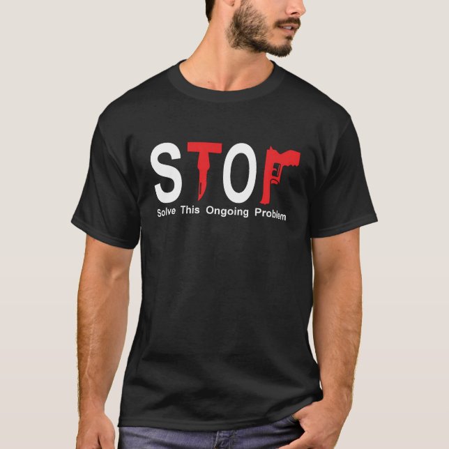 T-shirt ARRÊT : Crime d'arme à feu et de couteau (Devant)