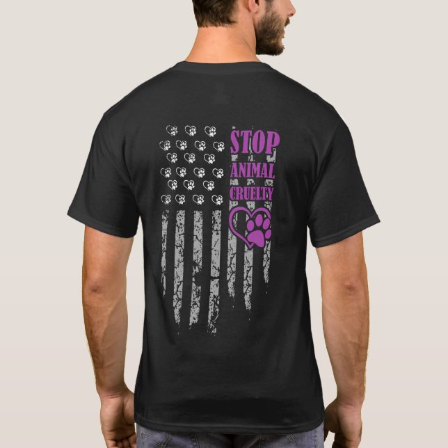 T-shirt Arrêter la cruauté animale Usa Drapeau Animaux de  (Dos)