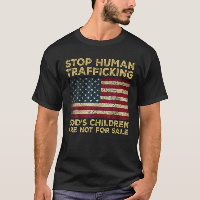 T-shirt Arrêter la traite des êtres humains Dieu n'est pas (Devant)
