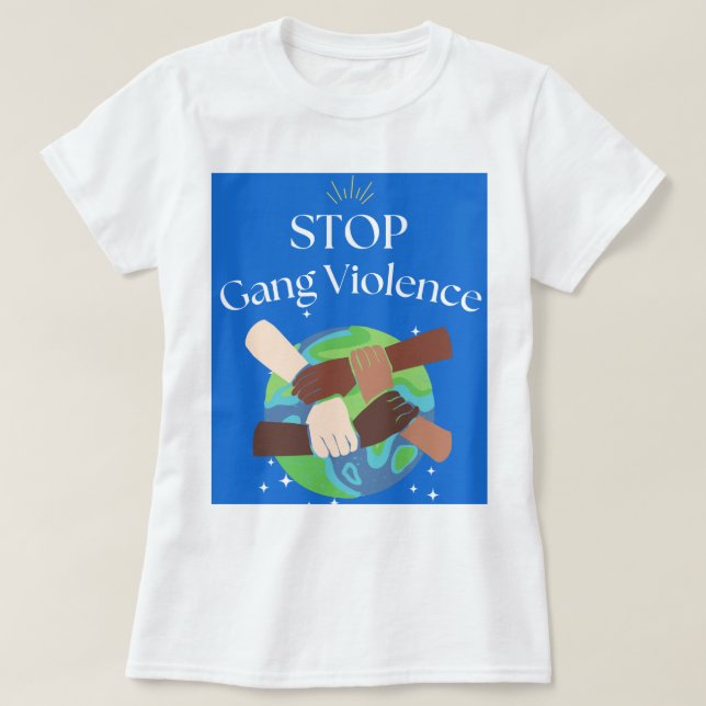 T-shirt Arrêter la violence des gangs mains liées (Design devant)