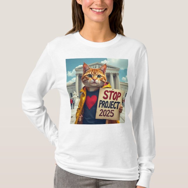T-shirt Arrêter le projet 2025 Chats (Devant)
