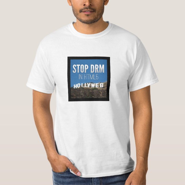 T-shirt Arrêtez DRM dans HTML5 (Devant)