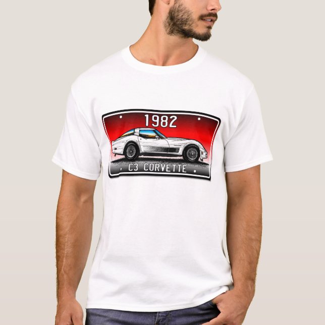 T-shirt Arrière - plan 1982 Art-Rouge de plaque (Devant)