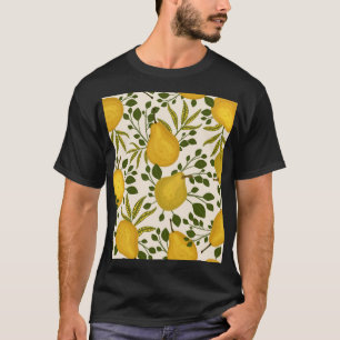 T-shirt Arrière - plan blanc Feuille de poires jaunes