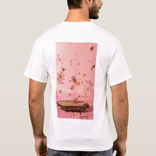 T-shirt Arrière - plan en bois rose (Dos)