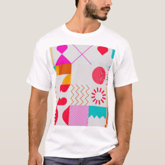T-shirt arrière - plan géométrique tendance des années 80-