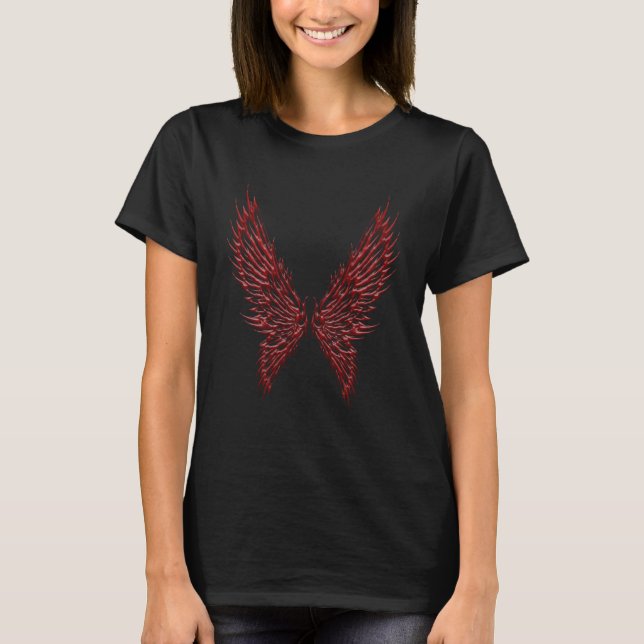 T-shirt Arrière Rouge Démon ailes Goth Gothique (Devant)
