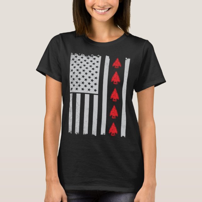 T-shirt Arrowhead hunter american flag hunting arrowheads (Devant)