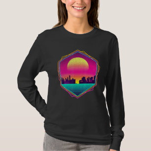 T-shirt Art 80s esthétique 90s Skyline Sunset Vaporwa