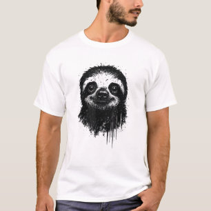 T-shirt Art à l'encre de paresseux Grunge Jungle Portrait