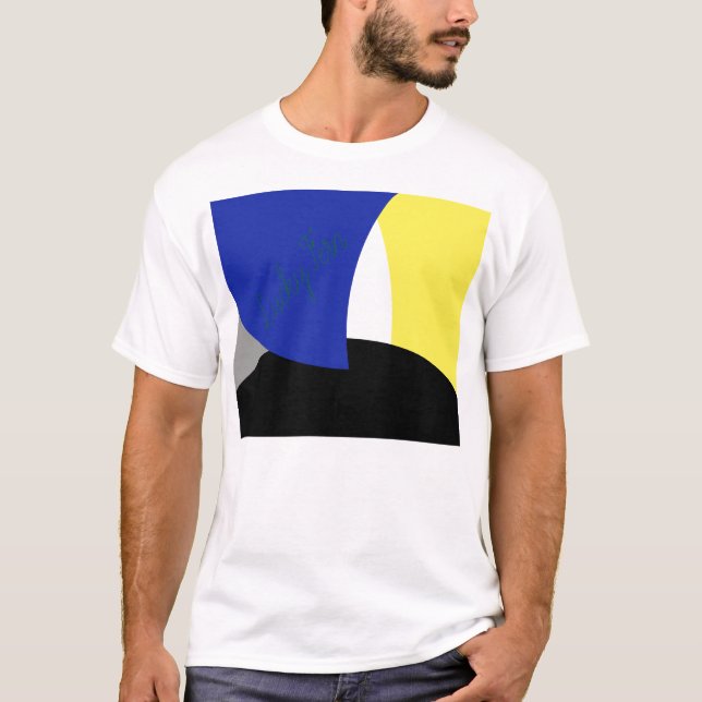 T-shirt Art Abstrait bleu jaune (Devant)