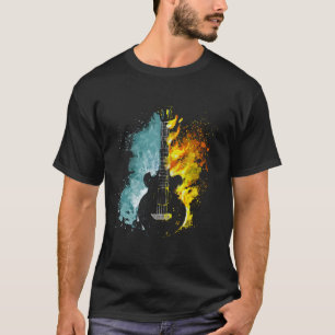 T-shirt Art abstrait de guitare Fusion de feu et d'eau